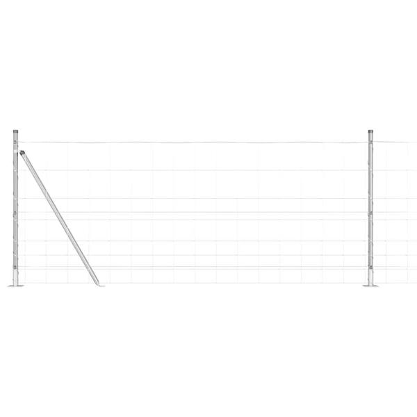 Feldzaun 1x25 m verzinkter Stahl, Zaunpfähle mit Basisplatten 13 Stück Ø32mm 110cm verzinkter Stahl