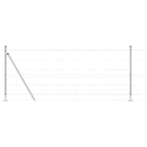 Feldzaun 1x25 m Verzinkter Stahl, Zaunpfosten mit Basisplatten 13 Stück Ø32mm 110cm Verzinkter Stahl