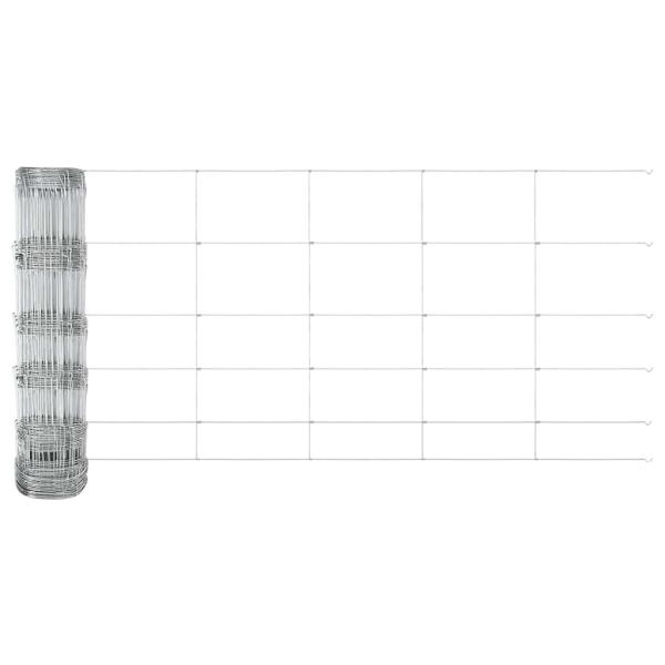 Feldzaun 0,8x50 m verzinkter Stahl, Zaunpfosten mit Bodenplatten 13 Stück Ø32mm 90cm verzinkter Stahl