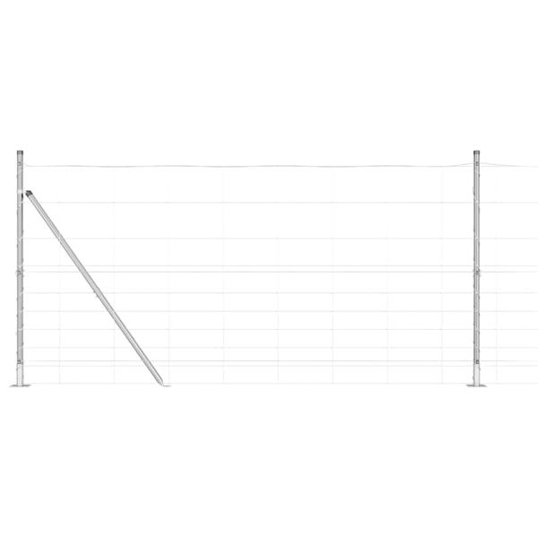 Feldzaun 1,2 x 50 m verzinkter Stahl, Zaunpfosten mit Sockelplatten 13 Stück Ø32mm 68,5cm verzinkter Stahl