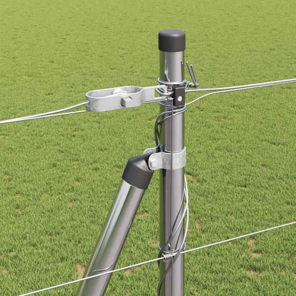 Feldzaun 1,5x50 m verzinkter Stahl, Zaunpfosten mit Basisplatten 13 Stk Ø32mm 83,5cm verzinkter Stahl