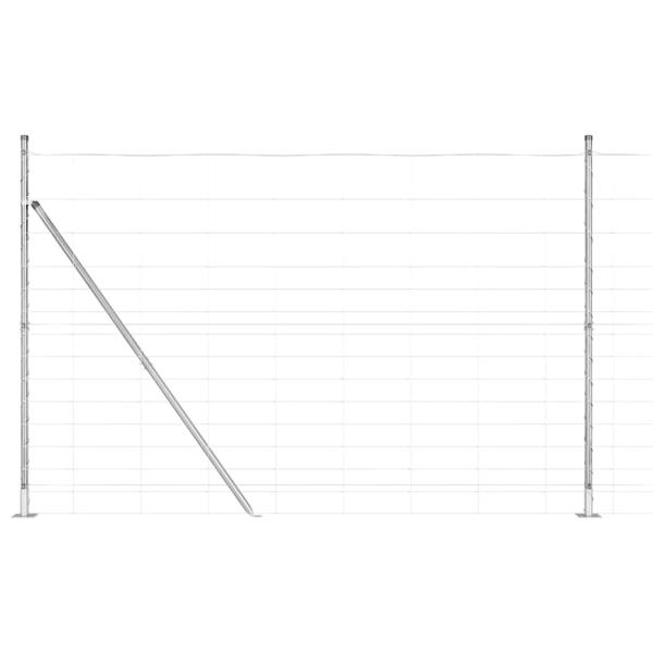 Weidezaun 1,6x50 m verzinkter Stahl, Zaunpfosten mit Bodenplatten 13 Stück Ø32mm 88,5cm verzinkter Stahl