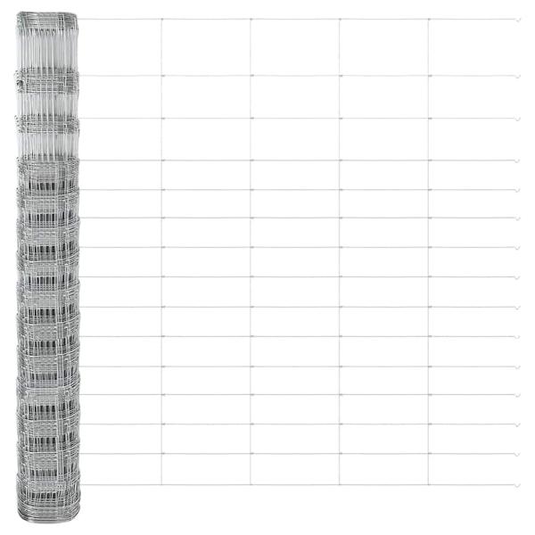 Weidezaun 1,6x50 m verzinkter Stahl, Zaunpfosten mit Bodenplatten 13 Stück Ø32mm 88,5cm verzinkter Stahl