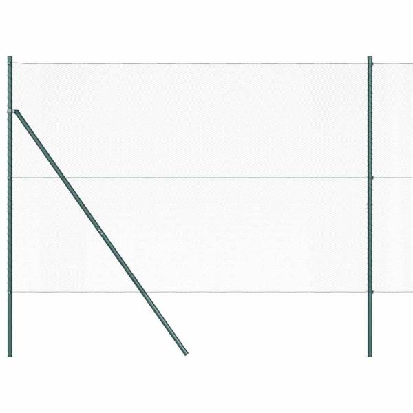 Sechseckzaun Grün 1.6x10 m Stahl, Zaunpfosten 7 Stück Grün Ø32 mm 210 cm verzinkter Stahl