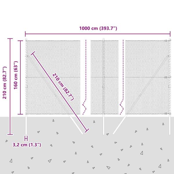 Bodenmontierter Sechseckzaun 10 x 1,6 m PVC-beschichteter Stahl