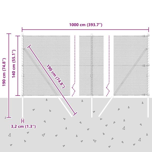 Bodenmontierter Sechseckzaun 10 x 1,4 m PVC-beschichteter Stahl