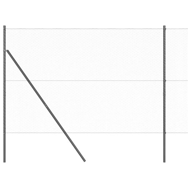 Hexagonzaun Grau 1,6x10 m Stahl, Zaunpfosten 7 Stück Grau Ø32 mm 210 cm Verzinkter Stahl