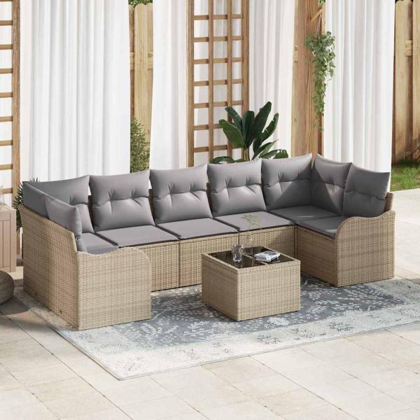 ARDEBO.de - Gartensofa-set 8 stk. 7-Sitzanzahl Beige und Grau