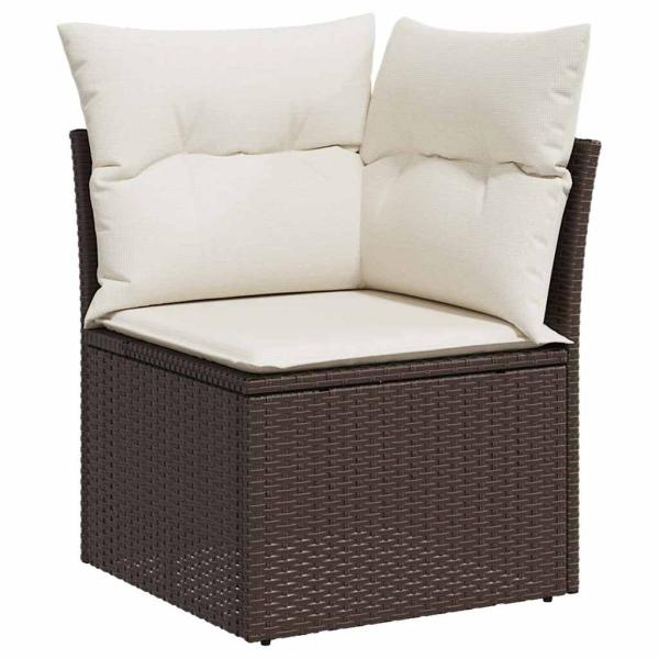 Gartensofa-set 9 stk. Braun und Weiß Poly-Rattan