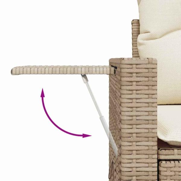 ARDEBO.de - 8-teiliges Garten Sofa Set mit Kissen Beige Poly Rattan Akazie, 3-teiliges Garten Ess-Set mit Kissen Beige Poly Rattan Akazie