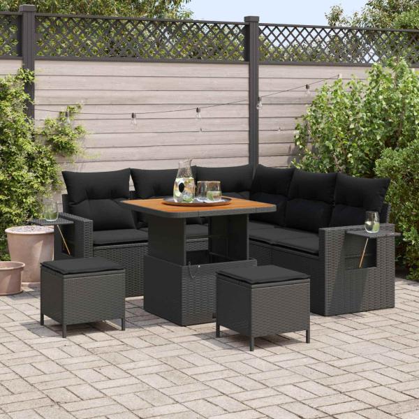 ARDEBO.de - Gartensofa-set 8 Stk. Schwarz Poly-Rattan