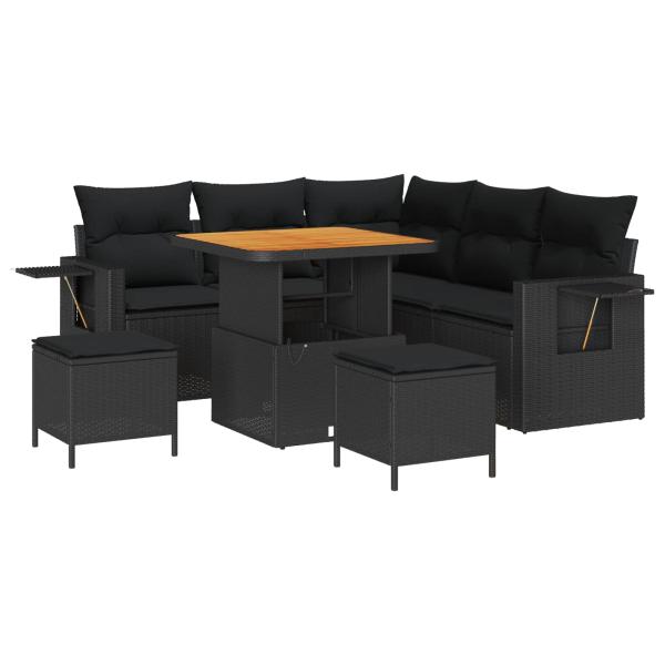 Gartensofa-set 8 Stk. Schwarz Poly-Rattan