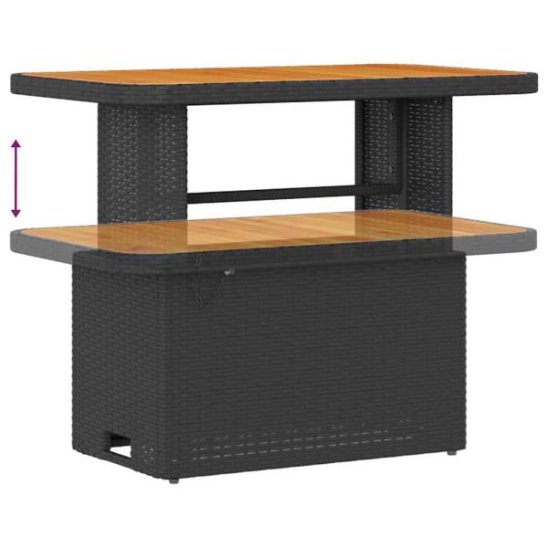 ARDEBO.de - 9-Teiliges Garten Sofa Set mit Kissen Schwarz Poly Rattan Akazie, 2-Sitzer Garten Sofa mit Kissen Schwarz Poly Rattan, 3-Teiliges Garten Essenset mit Kissen Schwarz Poly Rattan Akazie