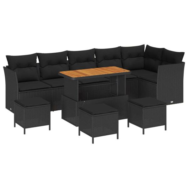 Garten-Sofa-Set 10 Stk. 6-Sitzanzahl Schwarz