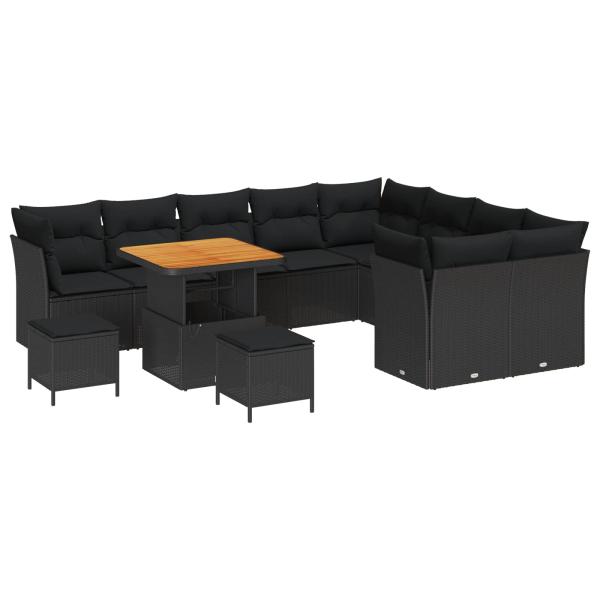 Gartensofa-set 12 stk. 9-Sitzer Schwarz Poly-Rattan