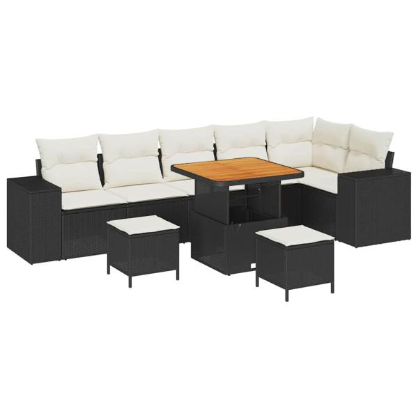 Gartensofa-set 9 stk. 6-Sitzanzahl Schwarz und Creme