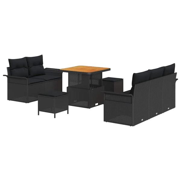 Garten-Sofa-Set 8 stk. 7-Sitzanzahl Schwarz