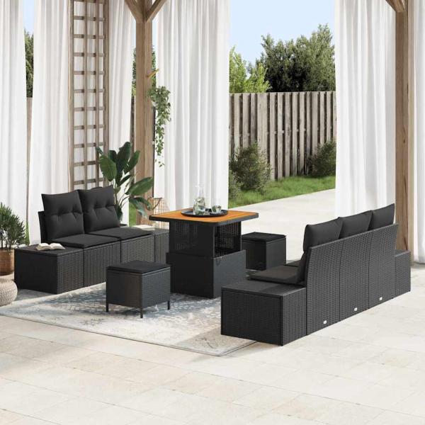 ARDEBO.de - Gartensofa-set 8 stk. 7-Sitzanzahl Schwarz Poly Rattan