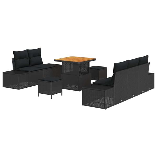 Gartensofa-set 8 stk. 7-Sitzanzahl Schwarz Poly Rattan