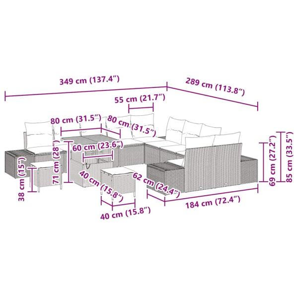 13-teiliges Garten-Sofa Set mit Kissen Schwarz Poly-Rattan Akazie, 2-Sitzer Garten-Sofa mit Stauraum & Kissen Schwarz Poly-Rattan, 3-teiliges Garten-Essset mit Kissen Schwarz Poly-Rattan Akazie