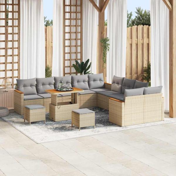 ARDEBO.de - Gartensofa-set 13 stk. 12-Sitzanzahl Beige Poly-Rattan