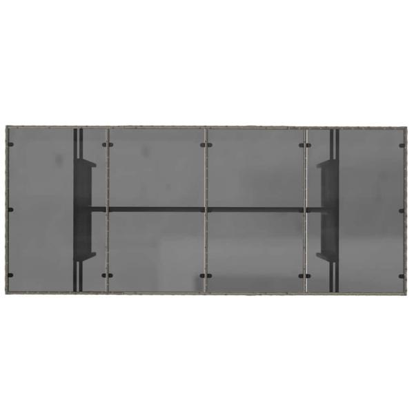 7-teiliges Garten Essset Grau Poly-Rattan, Stapelbare Gartenstühle mit Kissen 2 Stück Grau Poly-Rattan