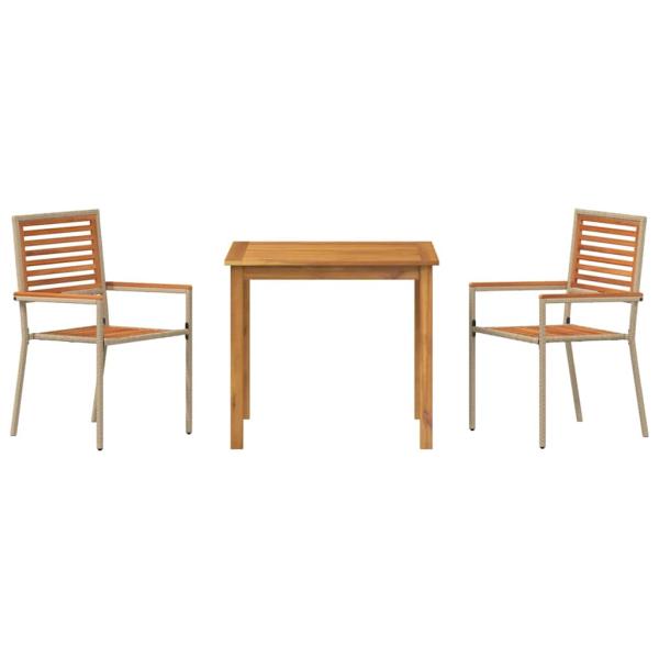 Garten Essgruppe 3 pcs Beige Massivholz Akazie