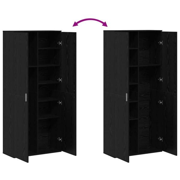 Highboard Schwarz Eiche 80x35x180 cm Holzwerkstoff