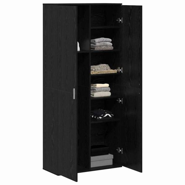 Highboard Schwarz Eiche 80x35x180 cm Holzwerkstoff