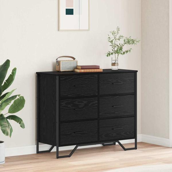 ARDEBO.de - Kommode Schwarz-Eiche 91x35,5x74,5 cm Holzwerkstoff