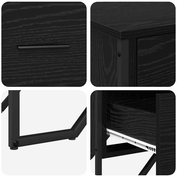 Kommode 6-Schublade Schwarz Eichen-Optik 91 x 35,5 x 74,5 cm