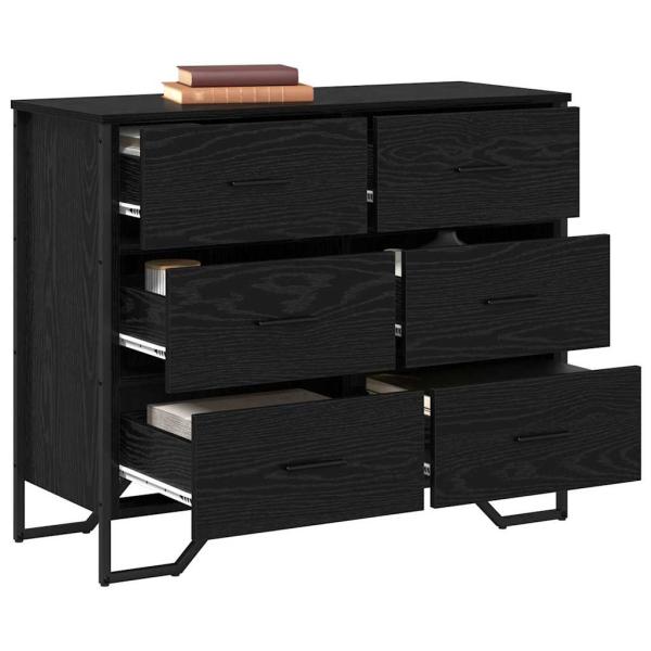 Kommode Schwarz-Eiche 91x35,5x74,5 cm Holzwerkstoff