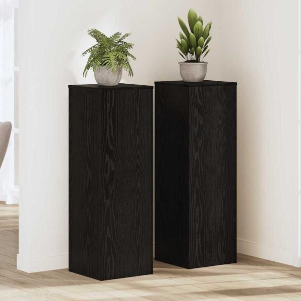 ARDEBO.de - Pflanzenständer 2 Stk Schwarze Eiche 33x33x100 cm Holzwerkstoff, Pflanzenständer Schwarze Eiche 33x33x100 cm Holzwerkstoff