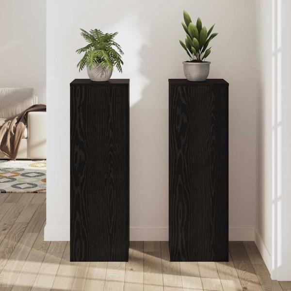 Pflanzenständer 2 Stk Schwarze Eiche 33x33x100 cm Holzwerkstoff, Pflanzenständer Schwarze Eiche 33x33x100 cm Holzwerkstoff