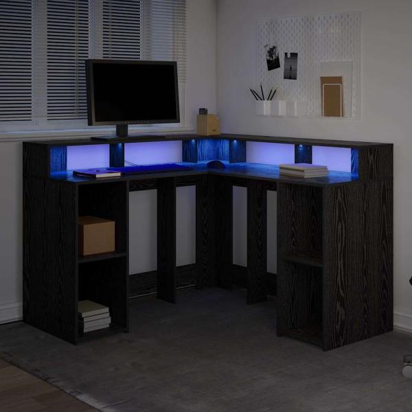 Schreibtisch Schwarz-Eiche 130x130x91 cm Holzwerkstoff