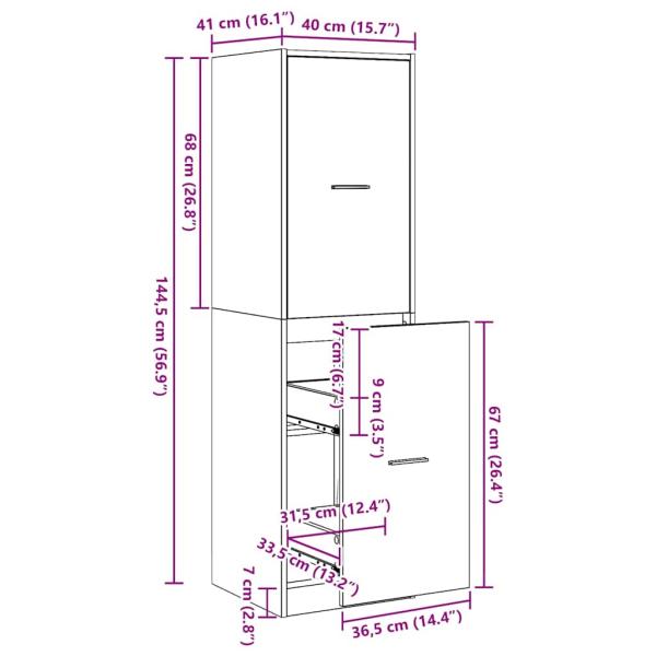 Apotheker-Schrank Schwarzes Eichenholz 40x41x144,5 cm Holzwerkstoff