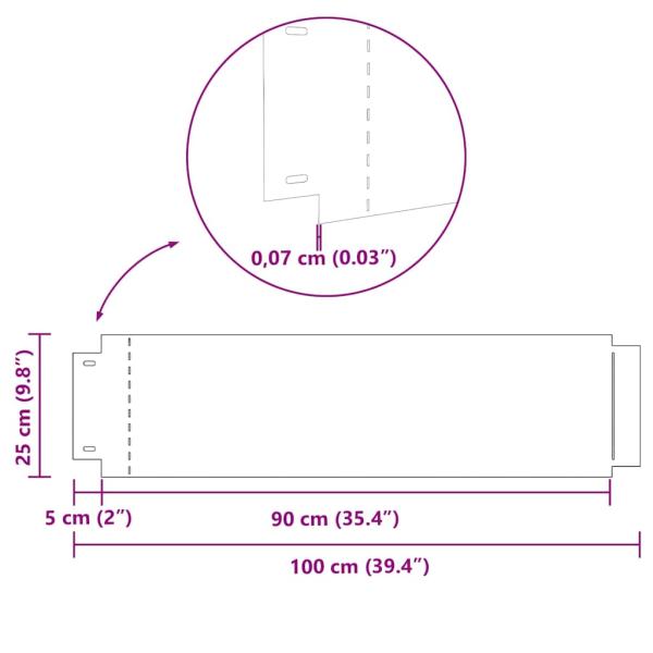 Raseneinfassungen 20 Stück 25x100 cm Flexible Verzinkter Stahl, Raseneinfassungen 10 Stück 25x100 cm Flexible Verzinkter Stahl