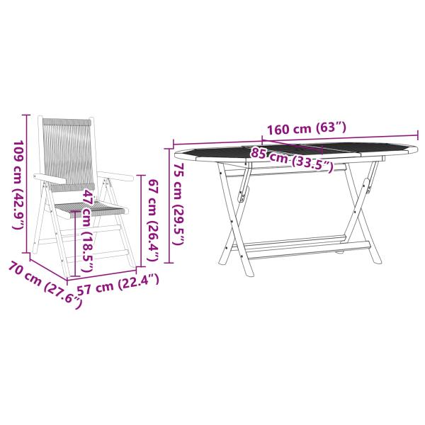 5-tlg. Garten-Essgruppe Schwarz Massivholz Akazie & Poly Rattan