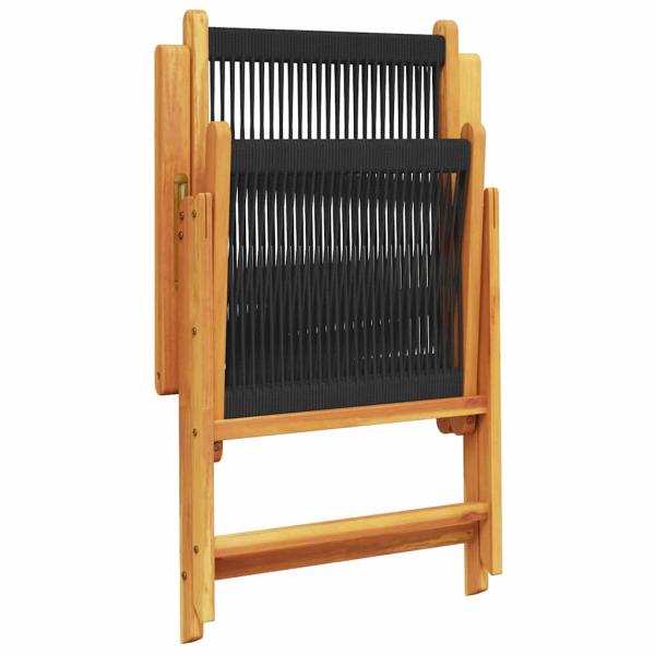 7-tlg. Garten-Essgruppe Schwarz Massivholz Akazie & Poly Rattan