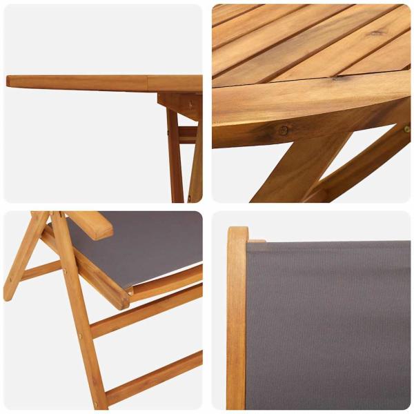 5-teiliges Garten Essset Anthrazit Massivholz Akazie