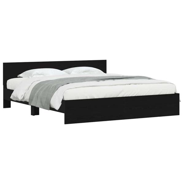 Bettgestell mit Kopfteil Schwarze Eiche 180x200 cm Engineered Wood