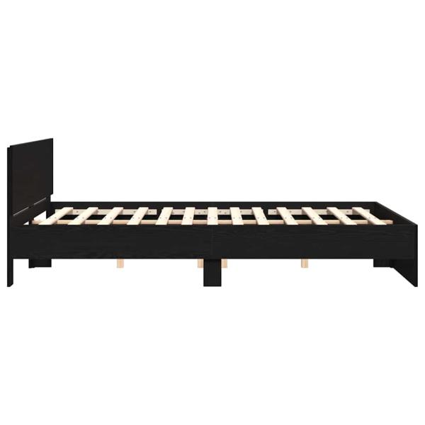 Bettgestell mit Kopfteil Schwarze Eiche 180x200 cm Engineered Wood