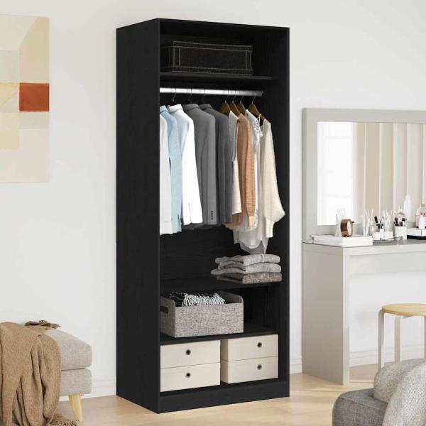 ARDEBO.de - Kleiderschrank Schwarz-Eiche Set von 2 Schwarz Eiche Holzwerkstoff