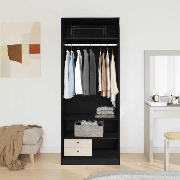 Kleiderschrank Schwarz-Eiche Set von 2 Schwarz Eiche Holzwerkstoff