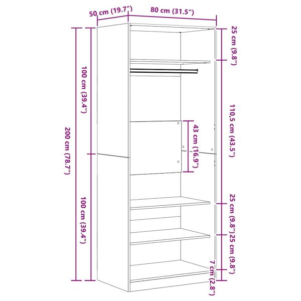 Kleiderschrank Schwarz-Eiche Set von 2 Schwarz Eiche Holzwerkstoff