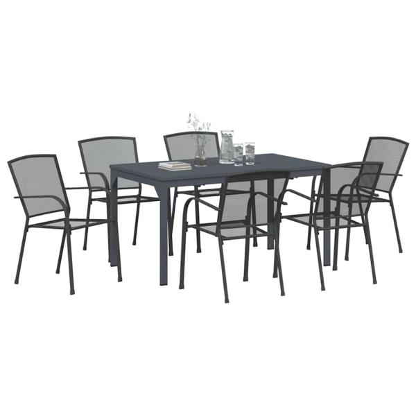 7-teilige Garten Essgruppe Anthrazitstahl