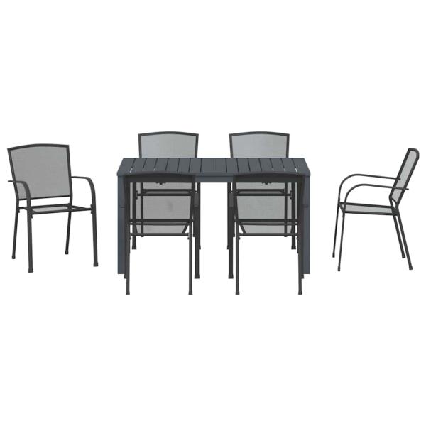 7-teilige Garten Essgruppe Anthrazitstahl