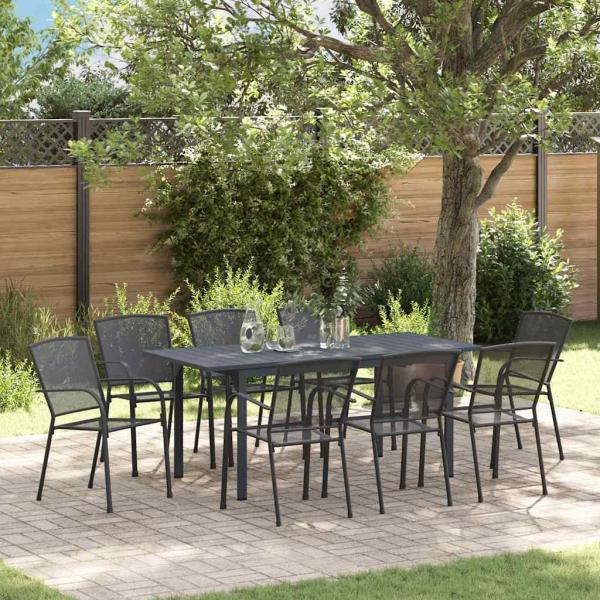 ARDEBO.de - 9-Personen Garten Essgruppe Anthrazit Stahl