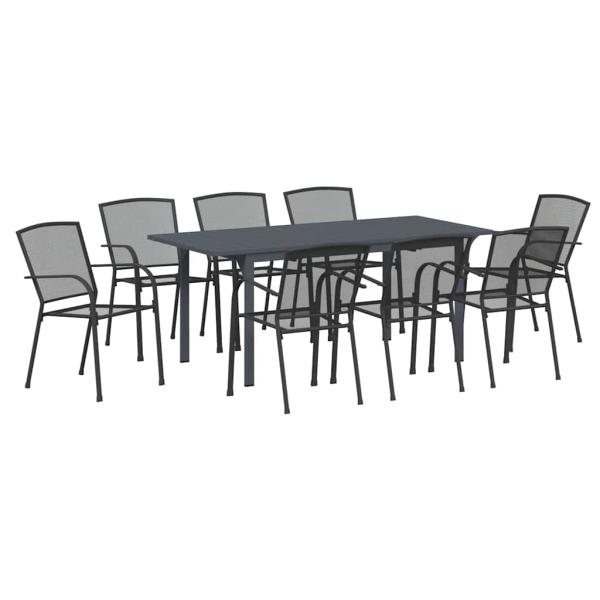9-Personen Garten Essgruppe Anthrazit Stahl