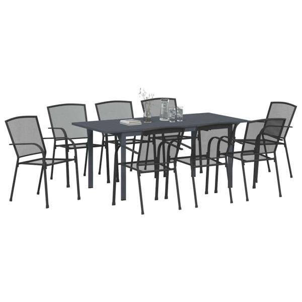 9-Personen Garten Essgruppe Anthrazit Stahl